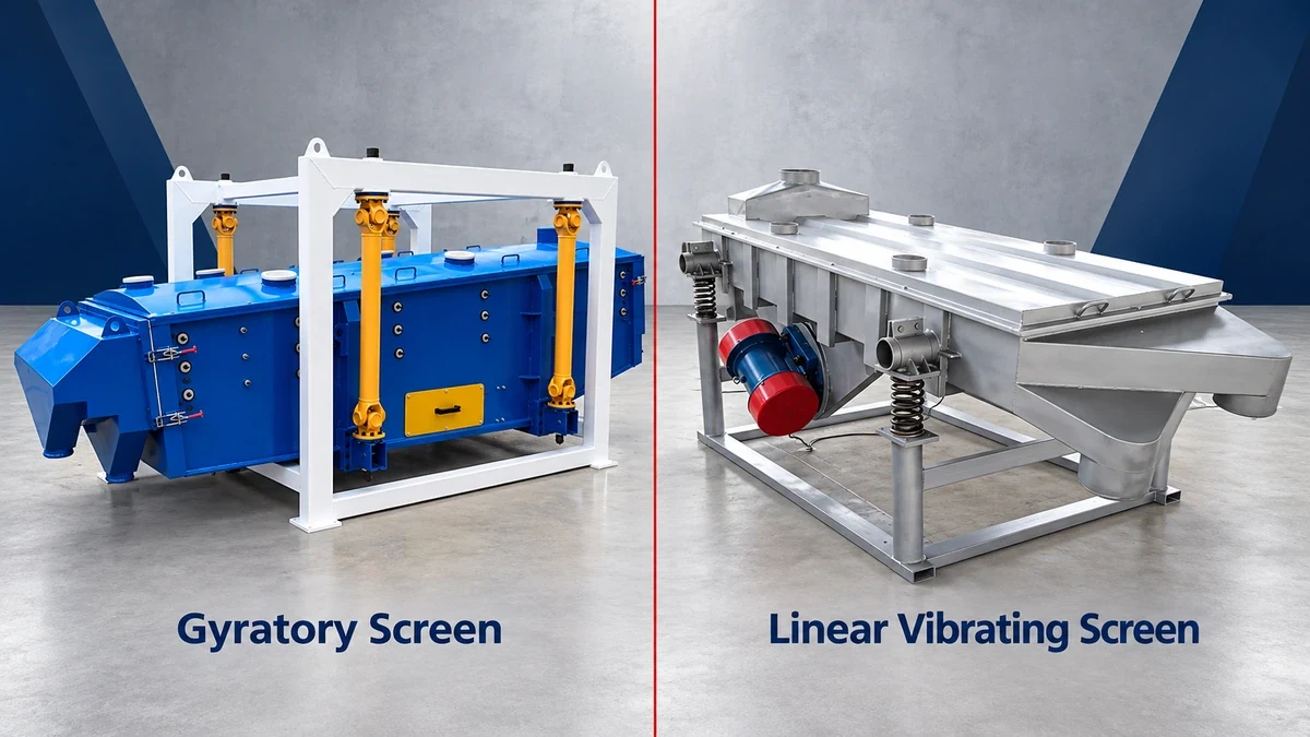 Gyratory screen and linear vibrating screen compared for bulk material classification